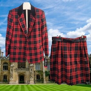 Sag Harbor Red and Black Plaid Blazer and Shorts Set